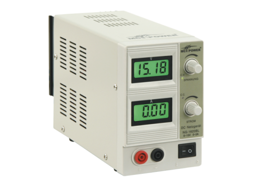 0-15V 2A labvoeding met verlichte LCD schermen
