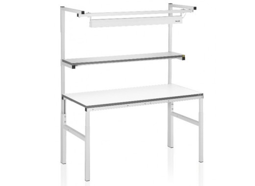 Werktafel 150x70 lichtgrijs incl TL verlichting en opbouw