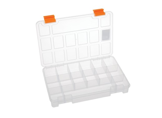 Storage box with 15 compartments open