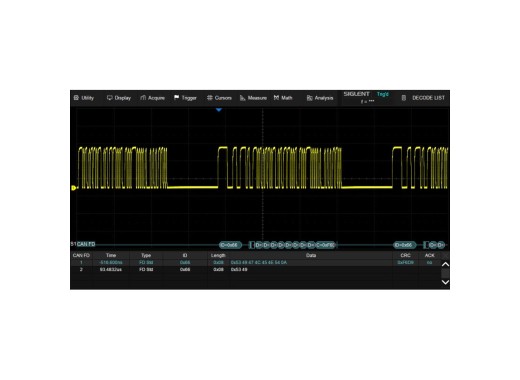 Siglent SDS5000X HD series CAN FD trigger & decode option