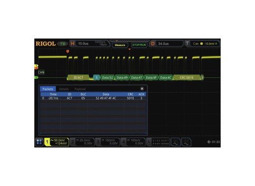 Rigol MSO5000 CAN/LIN trigger and analysis option