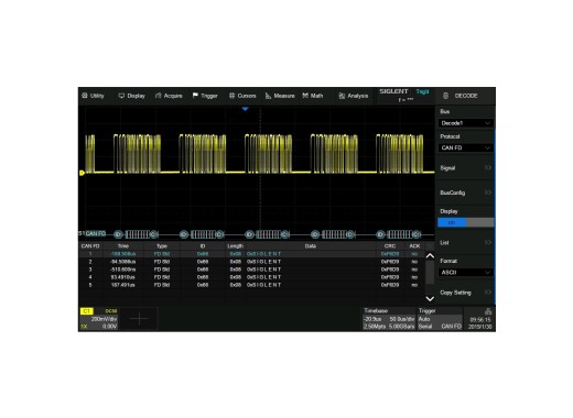 Siglent SDS6000L CAN FD trigger & decode option