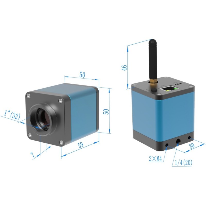 WiFi + LAN camera for microscope 2K 1/1.8