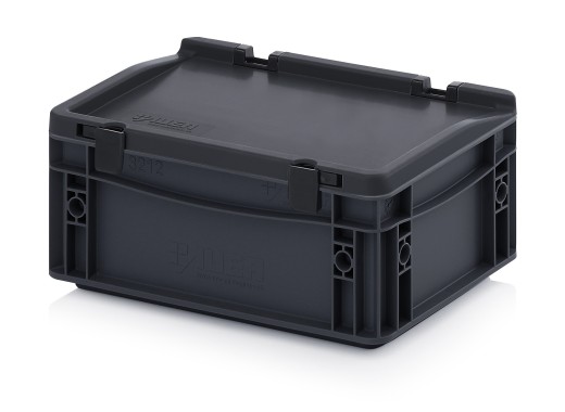 Boîte de rangement sécurisée ESD avec couvercle à charnière 30x20x13 cm
