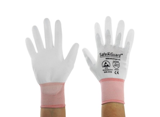 ESD safety gloves with coated palms size XS