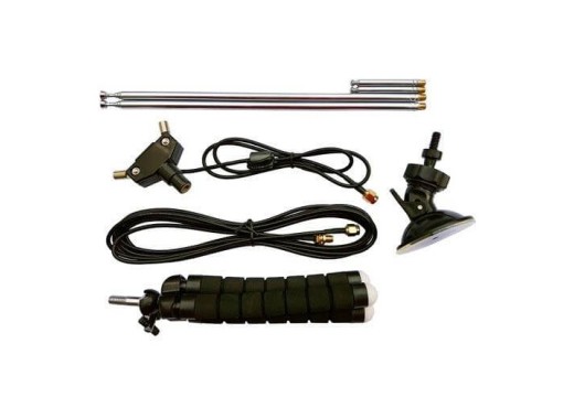 RTL-SDR Blog V4L SDR dongle with dipole antenna kit package contents