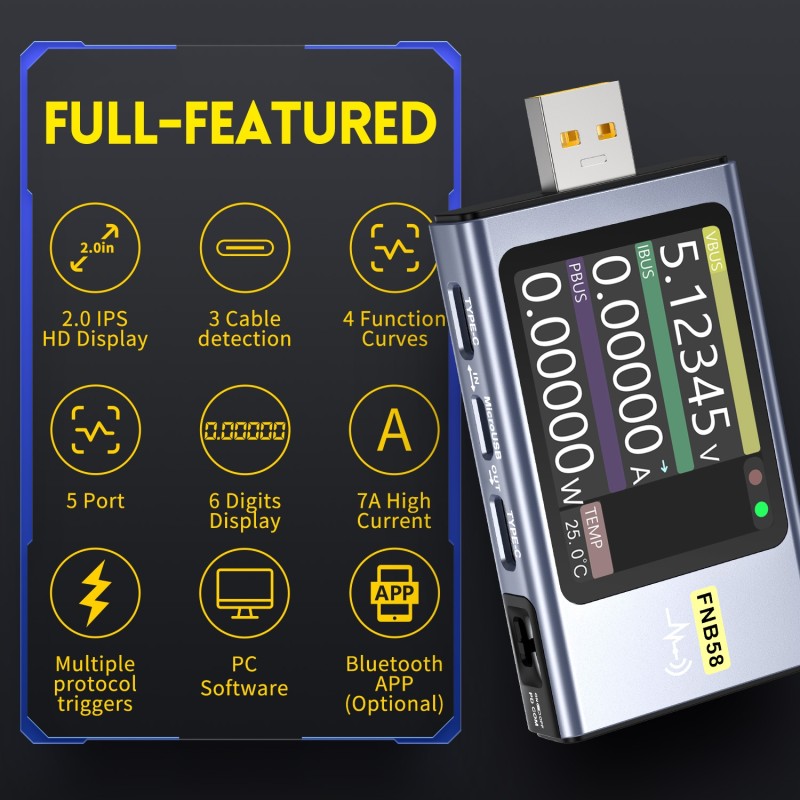 Fnirsi FNB58 USB-tester met Bluetooth